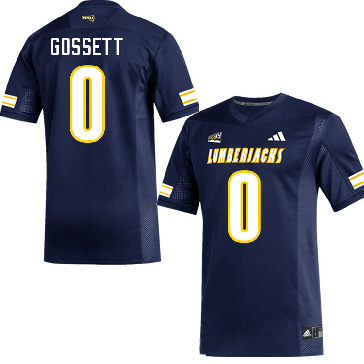Northern Arizona Lumberjacks #0 Quran Gossett College Football Jerseys,Uniforms Stitched-Navy
